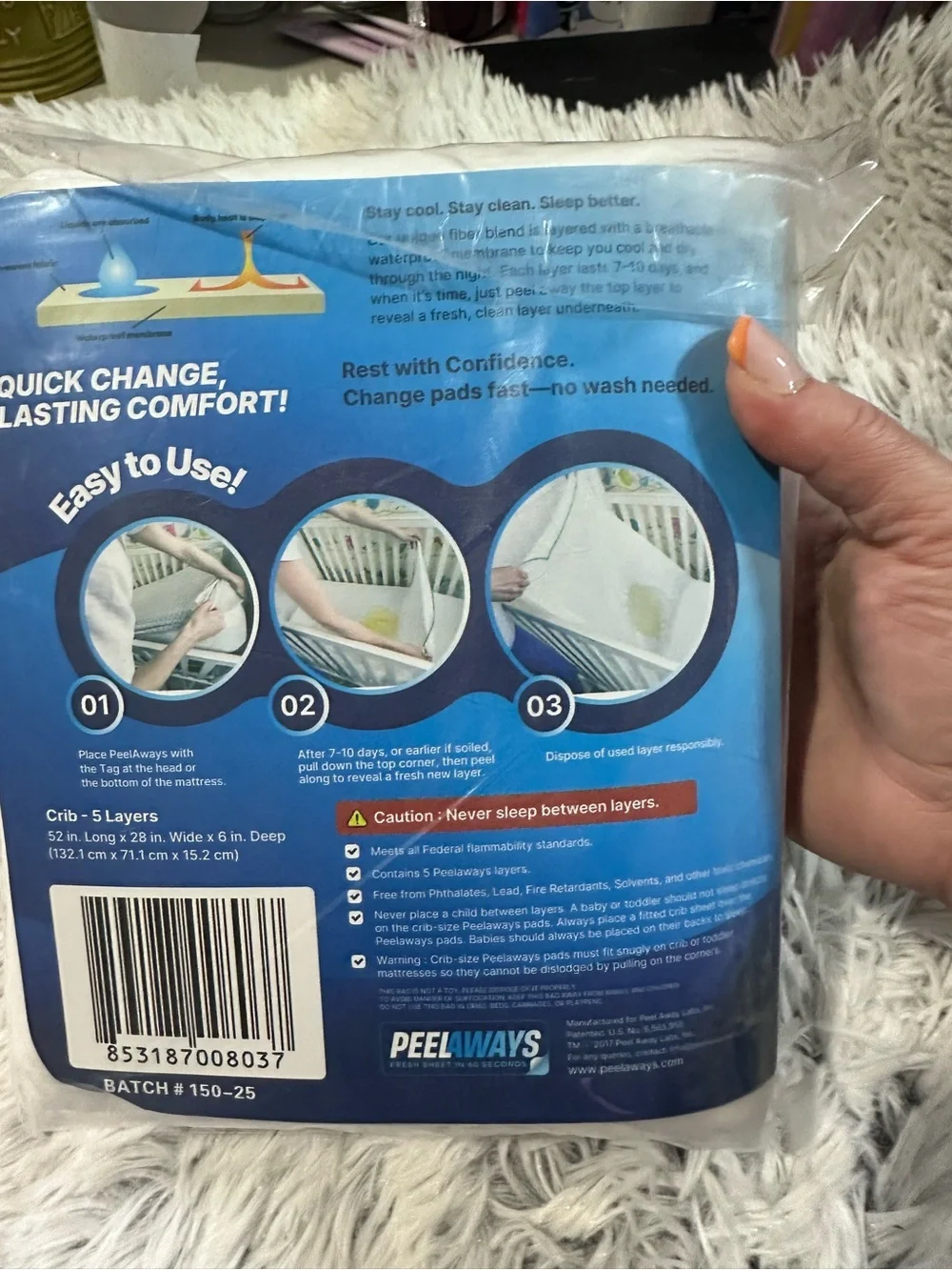 New PeelAways Disposable Crib Mattress Pads - 5 Layers
